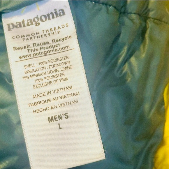 PATAGONIA MENS HI-LOFT DOWN SWEATER HOODY. L 600 DOWN 84902 DEADSTOCK SULFUR YEL - Picture 5 of 15